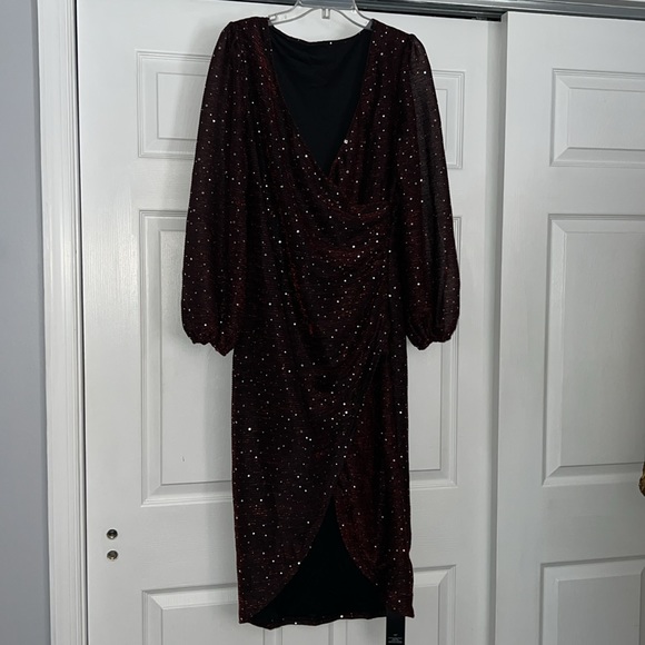 Stand out in the crowd NBW Crimson sequined party dress made by Curve Soul - Picture 3 of 5
